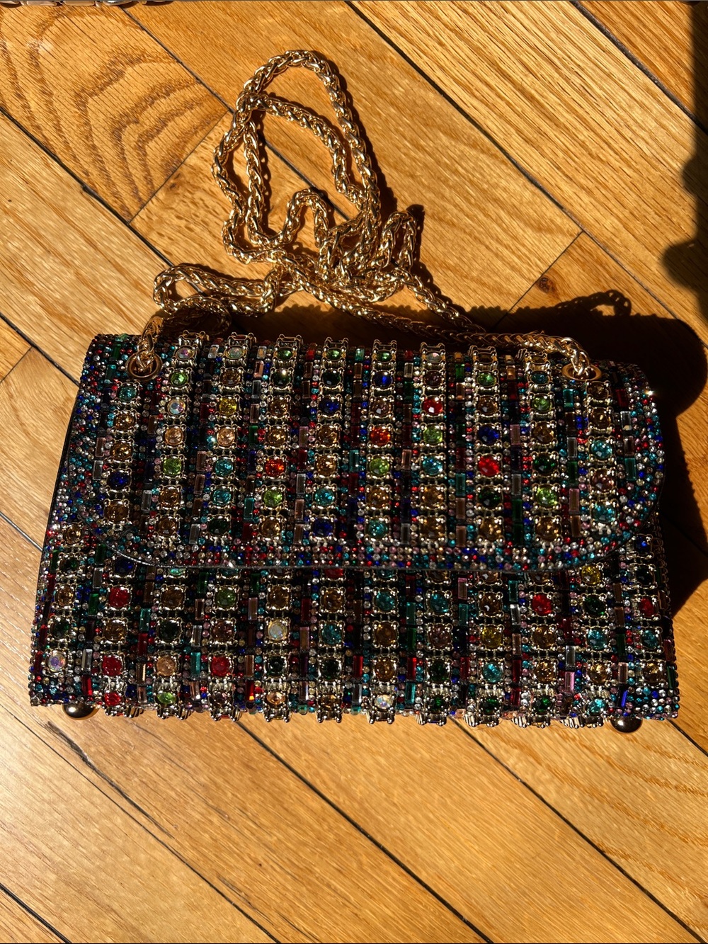 Assorted embellished clutch purses- multicolor, gold and silver